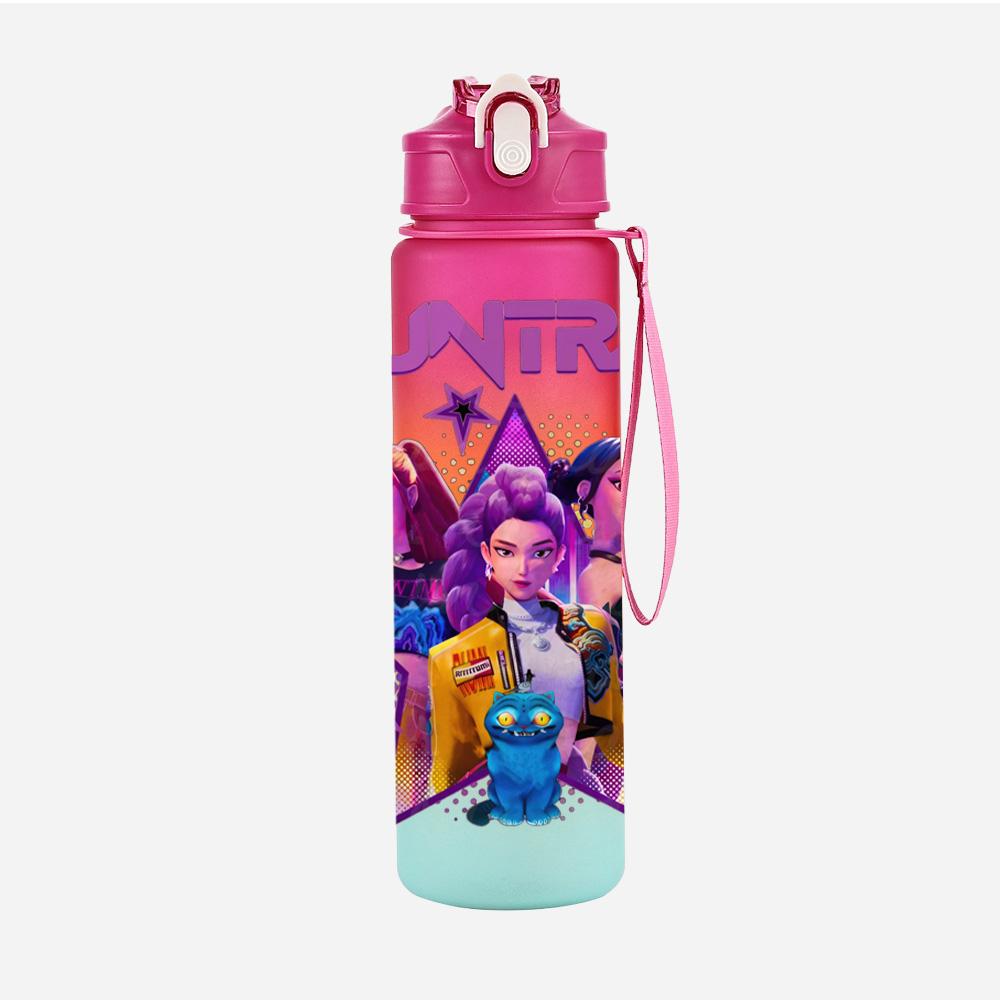 750Ml Water Bottler Anime K-Pop Demon Hunters Printed Character Water Cup Large Capacity Outdoor Portable Rope Drinking Bottle for Boy Girl Gift