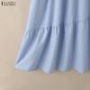 ZANZEA Women Casual V-Neck Loose Summer Short Sleeve Long Dress