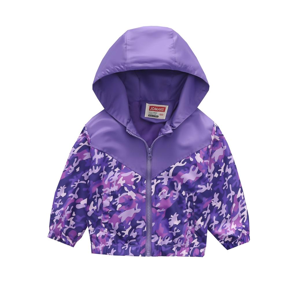 Boys and Girls Children's Clothing In Small Children Printed Fashion Splicing Casual Hooded Zipper Jacket Jacket