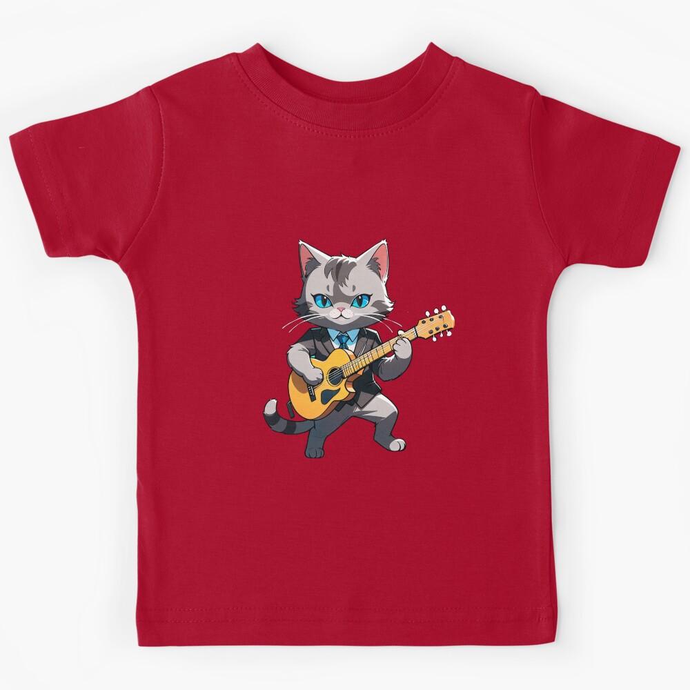 Cute cat playing a guitar, Cat meme Kids T-Shirt 120