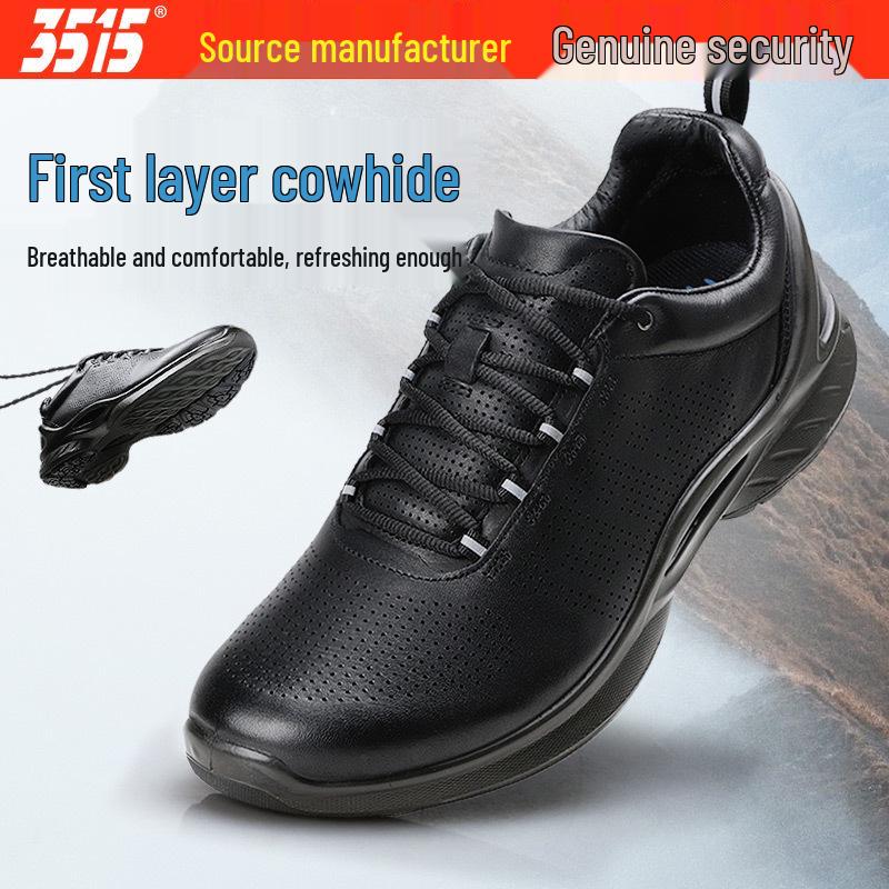 Jinhua 3515 Men s Genuine Leather Black Casual Shoes - Breathable, Soft Sole, Versatile Style 48