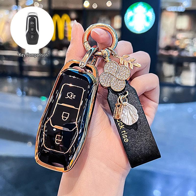 Key Cover for Ford Edge 15-17, Mondeo, Kuga, Focus - Stylish Car Key Shell for Women