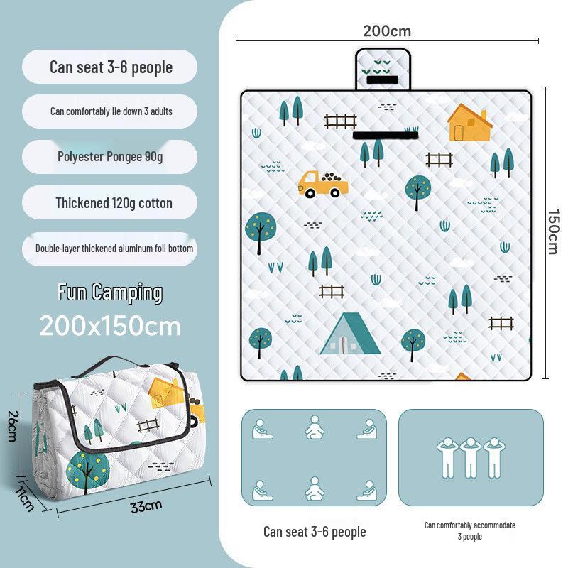 Waterproof Aluminum Foil Picnic Mat: Thick, Moisture-Proof, Foldable, Portable, Ideal for Camping and Outdoors