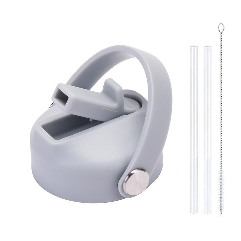 

1L Large-Capacity Thermos Cup Lid With Straw Portable Handle Outdoor Sports Water Cup Lid светло-серый