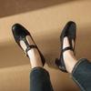 Fashion 2024 Spring Mary Janes Genuine Leather Women Shoes Square Toe Thick Heel Women Buckle Strap Commute Pumps Retro High Heels