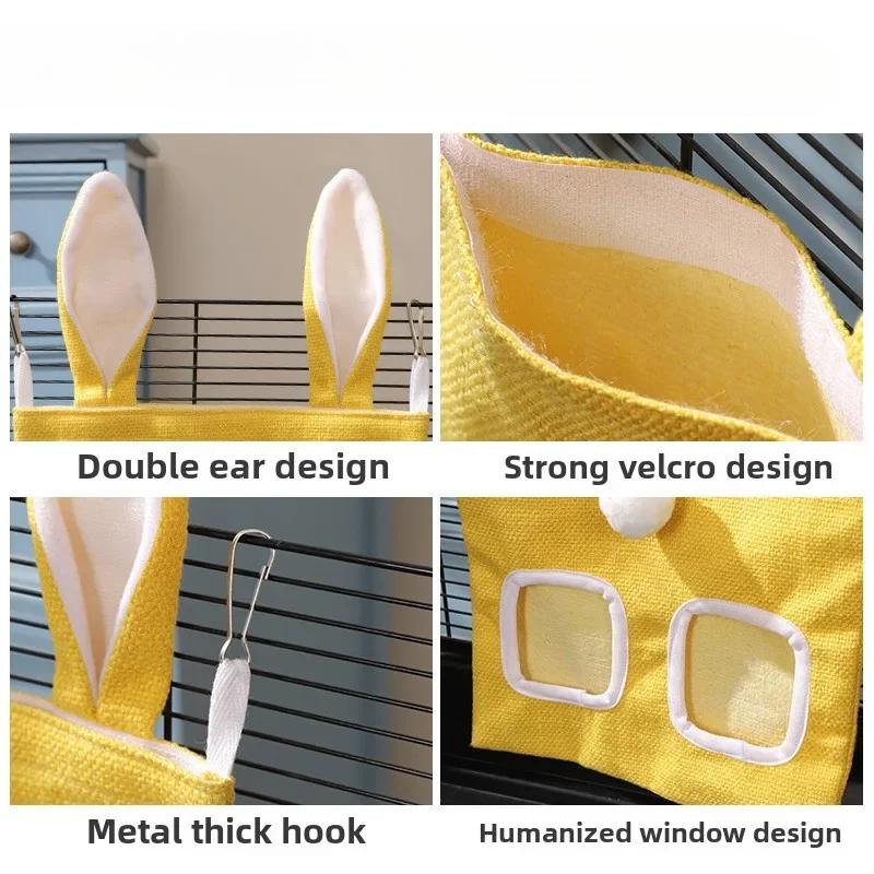 Small Pets Hay Feeder Bag for Guinea Pig Rabbit Bunny Chinchillas Small Animal Hooks Hanging Dried Grass Feeding Dispenser