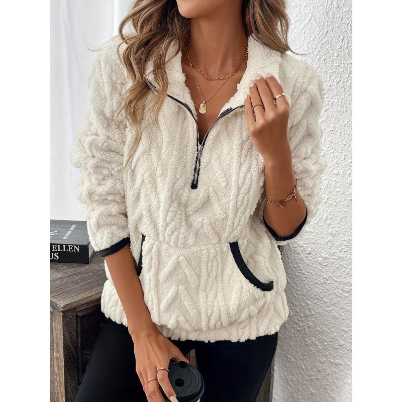 Women S Short Color Block Half Zip Fleece Sweatshirt