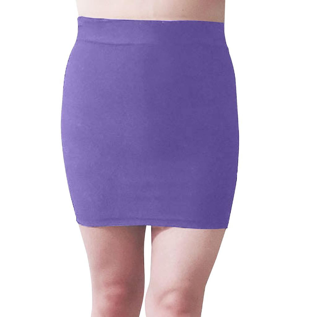 Women's Fashion Solid Color Sexy  Fluorescence Smooth Elastic Waist Hip-wrap Short Skirt