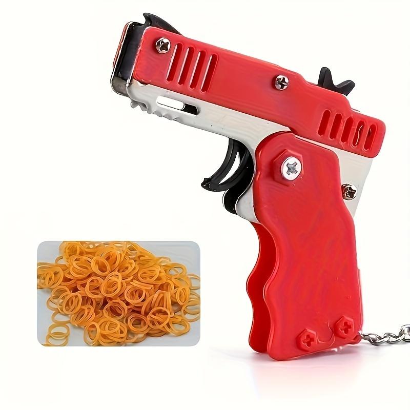 Mini Folding Rubber Band Gun Toy Keychain Portable Shooting Toy for Kids Adults 1PCS