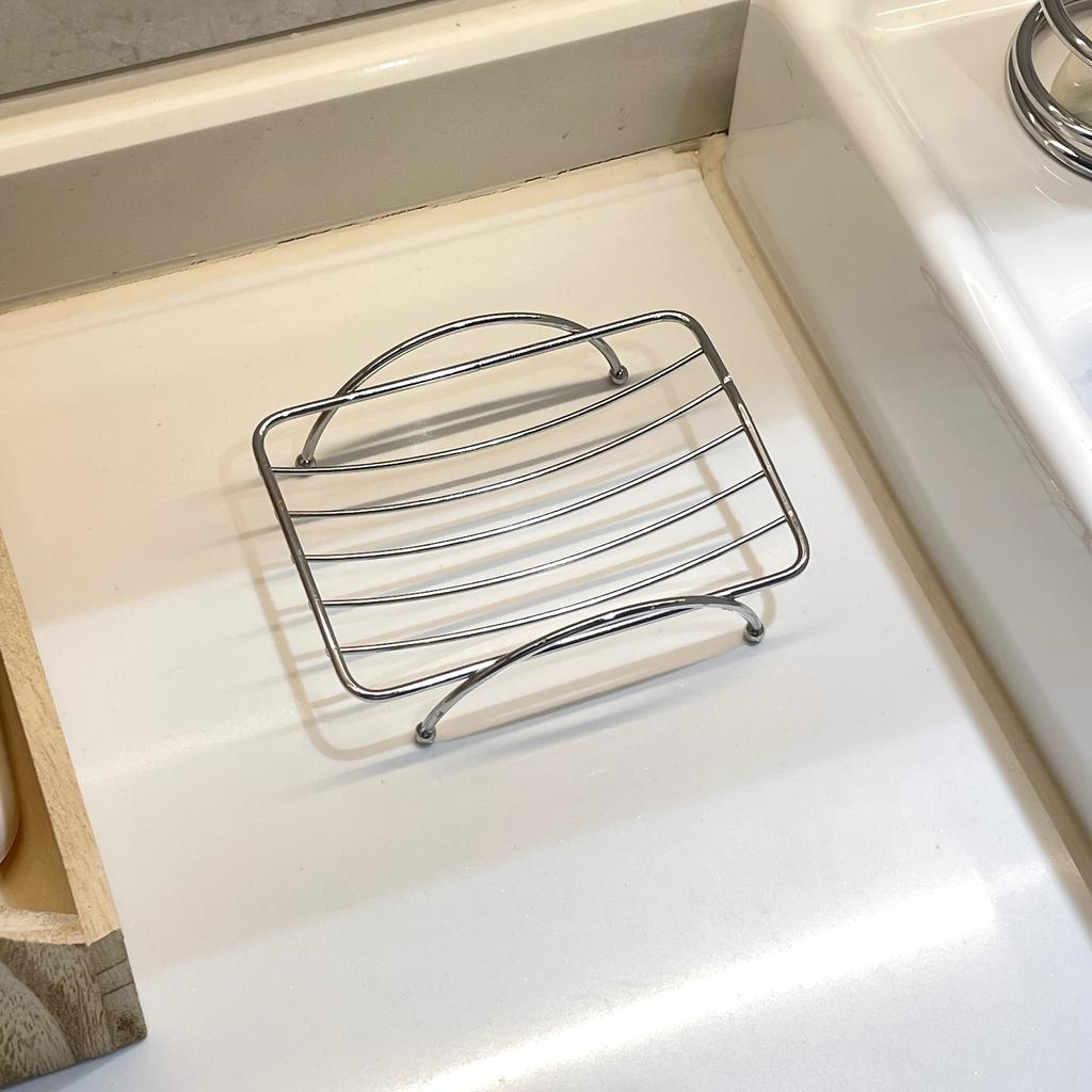 Modern Style Stainless Steel Soap Dish Bathroom Sink Organizer | Hollow Drain Soap Holder Anti-Water Storage Rack for Countertop