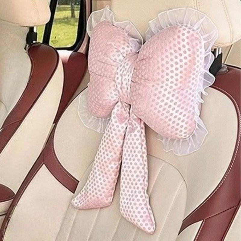 New car headrest waistrest lace polka dot car seat neck pillow cushion cute cushion
