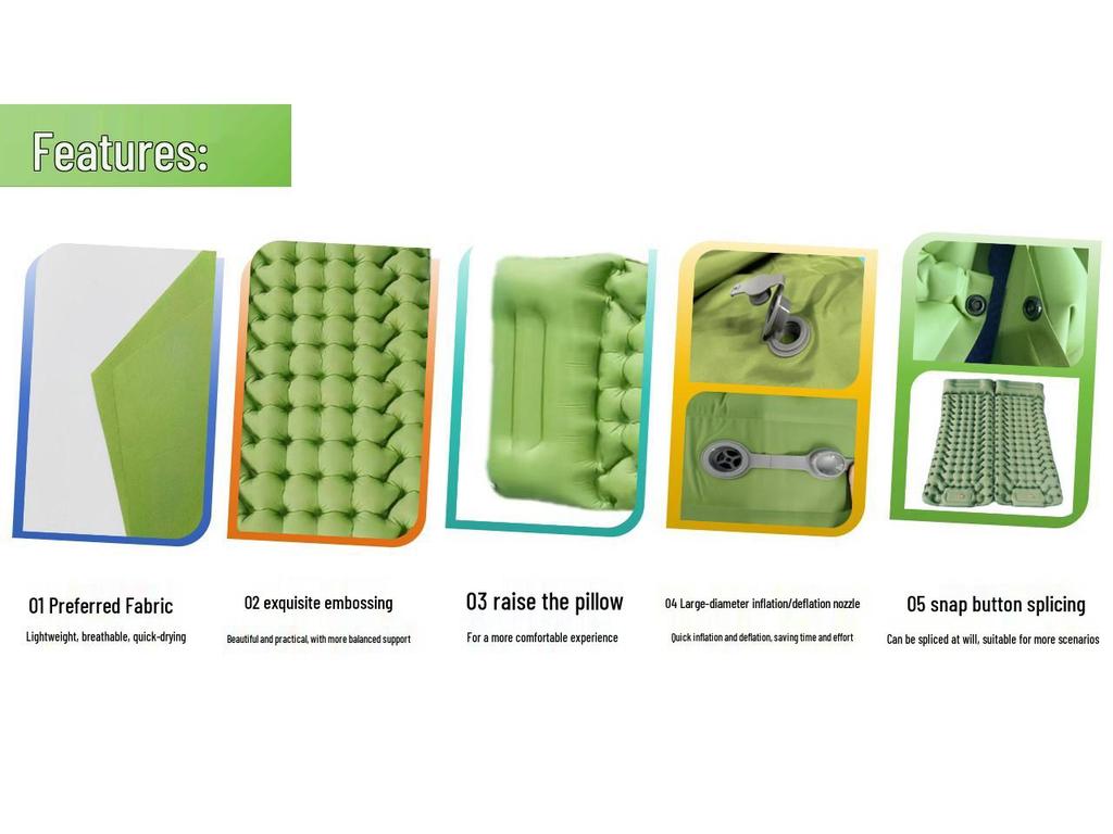 Lightweight Foot-Pump Inflatable Sleeping Pad: Portable, Moisture-Proof, Outdoor, Car-Mounted Bed