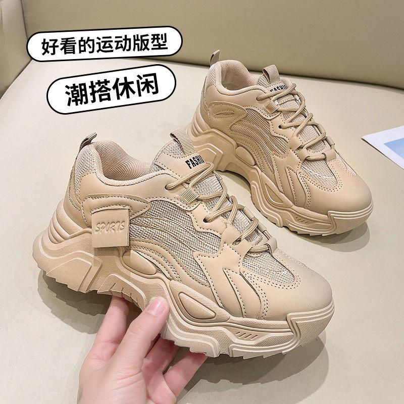 

Дышащие женские весенне-летние туфли из двойной сетки, на среднем каблуке, с нескользящей мягкой подошвой, для широкой стопы, на толстой подошве, повседневная спортивная обувь 41 хаки