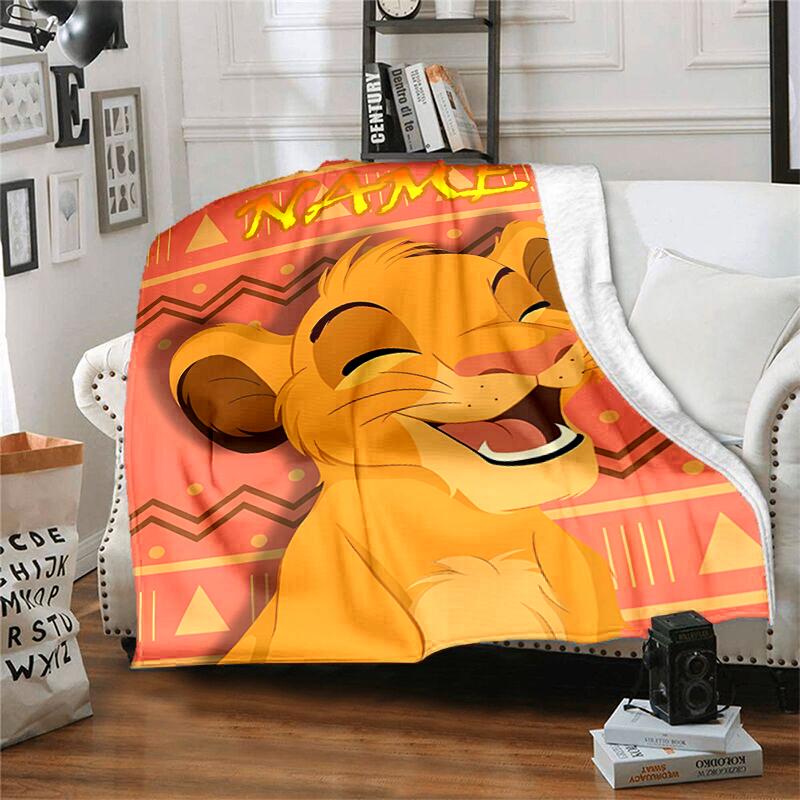 Customiz Name Personality Simba the Lion King Blanket Soft &Warm Sofa Office Bed Travel Lunch Break Blanket, Gift Suitable All Seasons