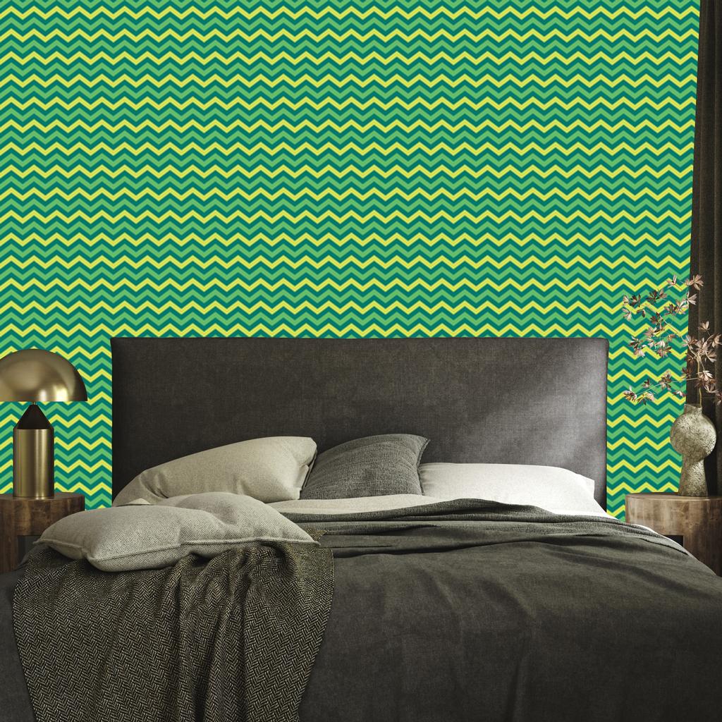 Green and Sea Zigzag Wallpaper for Living Room and Bedroom 50x1000
