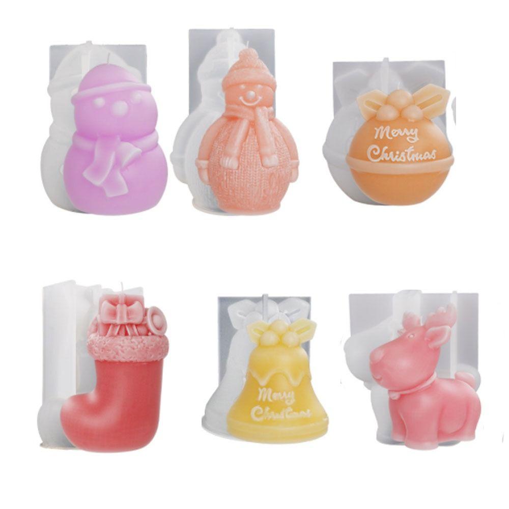Silicone Elk Candle Mold Small Bell Christmas Candle Mold Aromatherapy Candle   Candle Making