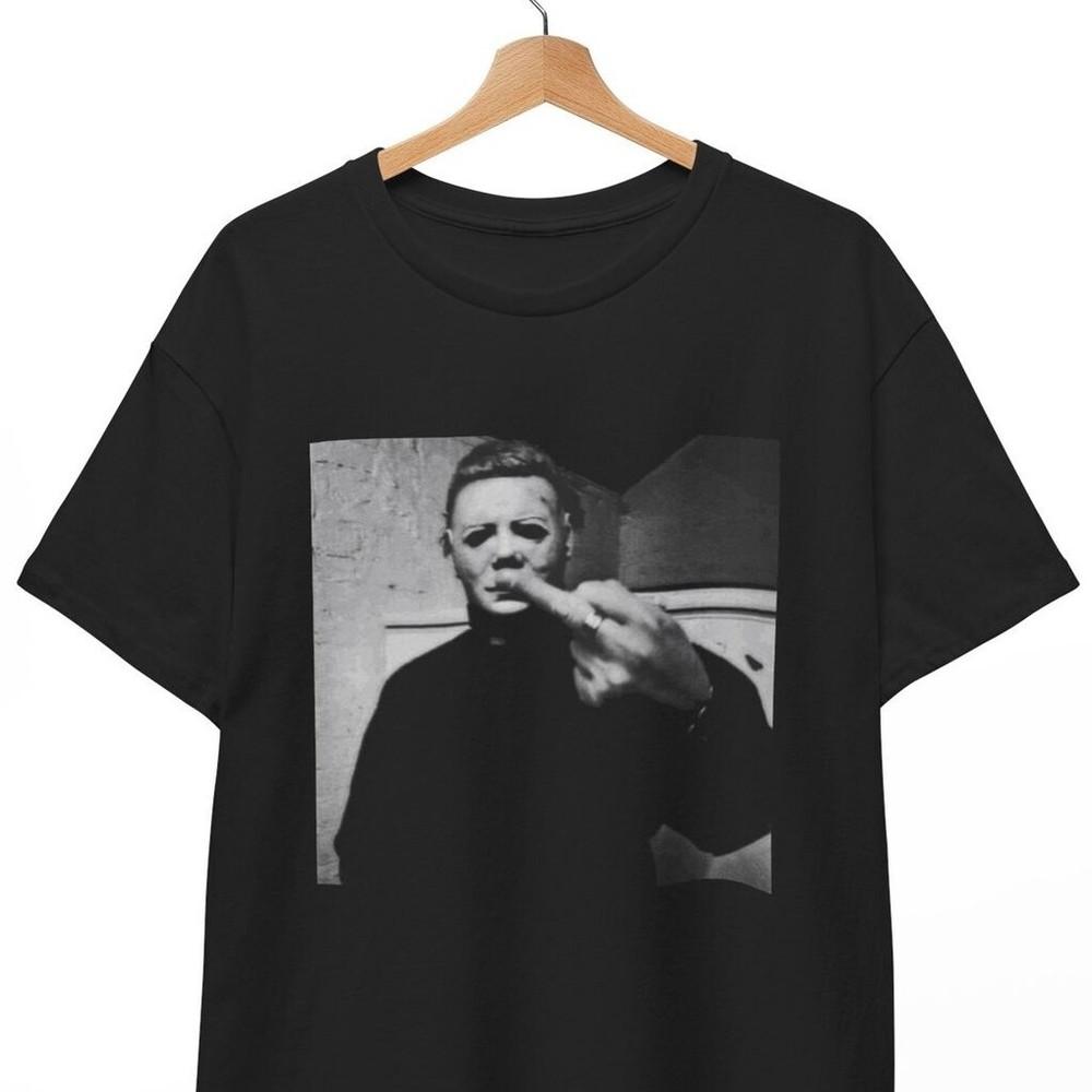 

Michael Myers T-Shirt Halloween Middle Finger Goth Punk Horror Metal Unisex Tee Unisex T-Shirt XXL