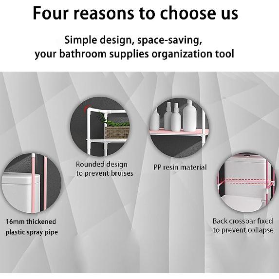 Over The Toilet Storage, 3-Tier Bathroom Storage Shelf, Bathroom Stand Organizer Versatile Rack Space-Saving, Easy Assembly, Black