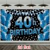 2D Flat Style, [Party Banner] 2D Flat Banner, 1 Shiny Blue 40th Birthday Balloon Star