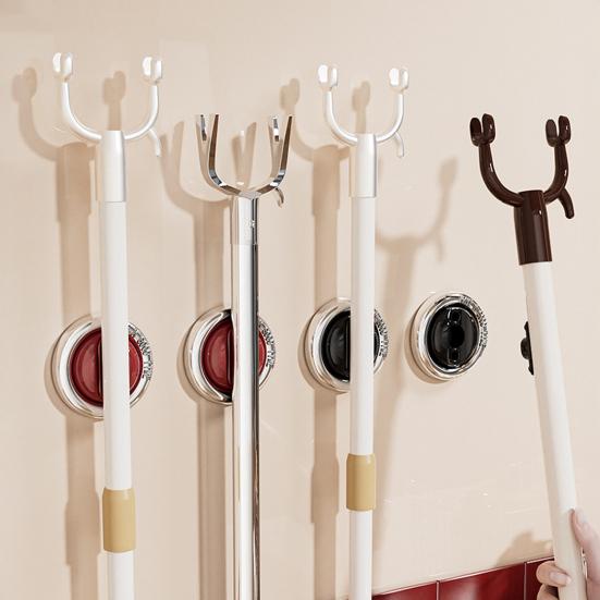Multi-functional Magnetic Storage Rack No Drilling Adhesive Space Saving Clothes Hook Pole Electric Toothbrush Toilet Brush Broom Organizer Holder