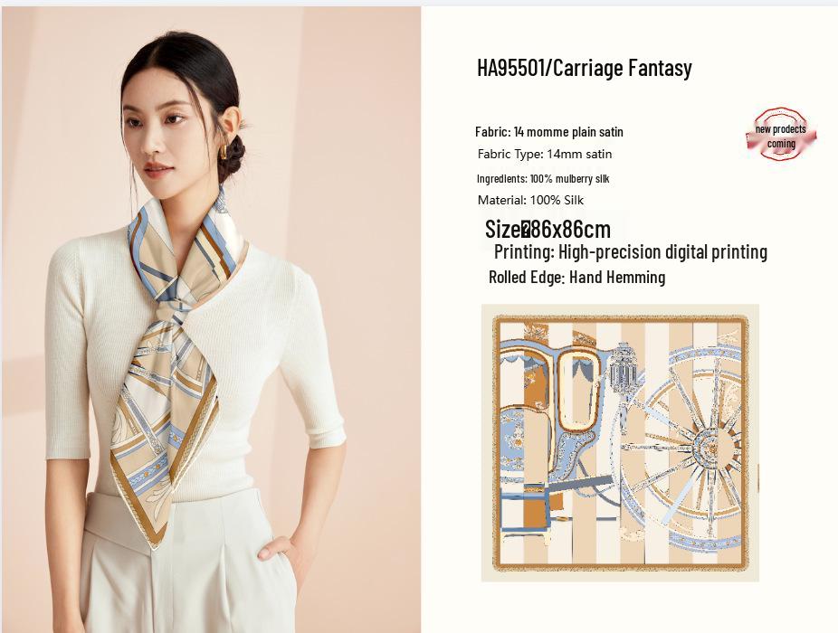 Women's 100% Mulberry Silk Scarf, 90cm Square, 14 Momme Shawl - Perfect Gift for Mother, Girlfriend, Birthday or Festival