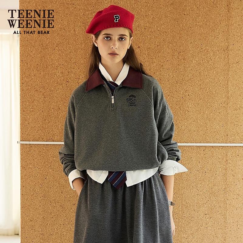 Teenie Weenie Women's Colorblock Half-Zip Polo Sweatshirt