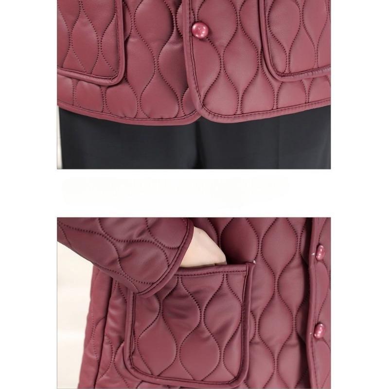 Toamnă Iarnă Femei de vârstă mijlocie Plus catifea Căldură de lungime mijlocie haină de piele largi Jacheta de piele Îmbrăcăminte de mamă Jachetă casual