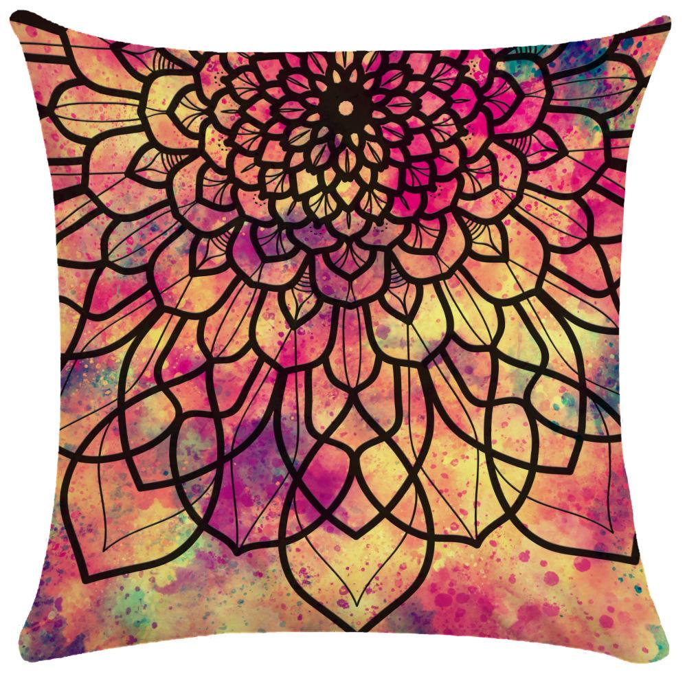 45X45CM Nordic Watercolor Mandala Ethnic Wind Starry Polyester Pillowcase Living Room Sofa Decoration Cushion