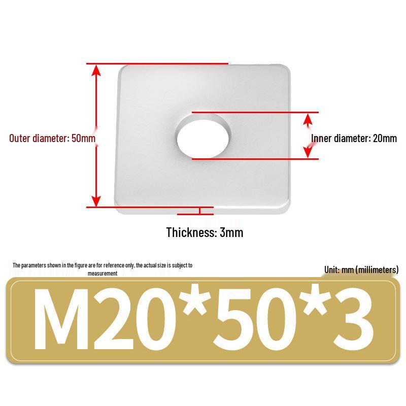 304 Stainless Steel Thickened Square Flat Washers M4-M24