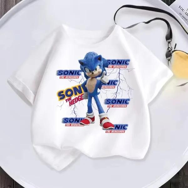 Sonic Hedgehog Kids Tshirt Kawaii Anime Kids Cartoon Tshirt Game Short Sleeve Casual Clothing Girls Boys Tshirt Top