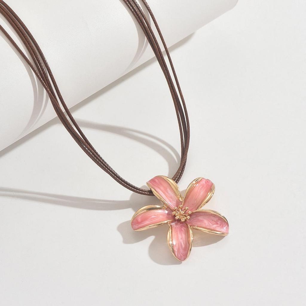 Bohemian Multicolor Drip Oil Five-Petal Flower Necklace - Long & Short Styles Available