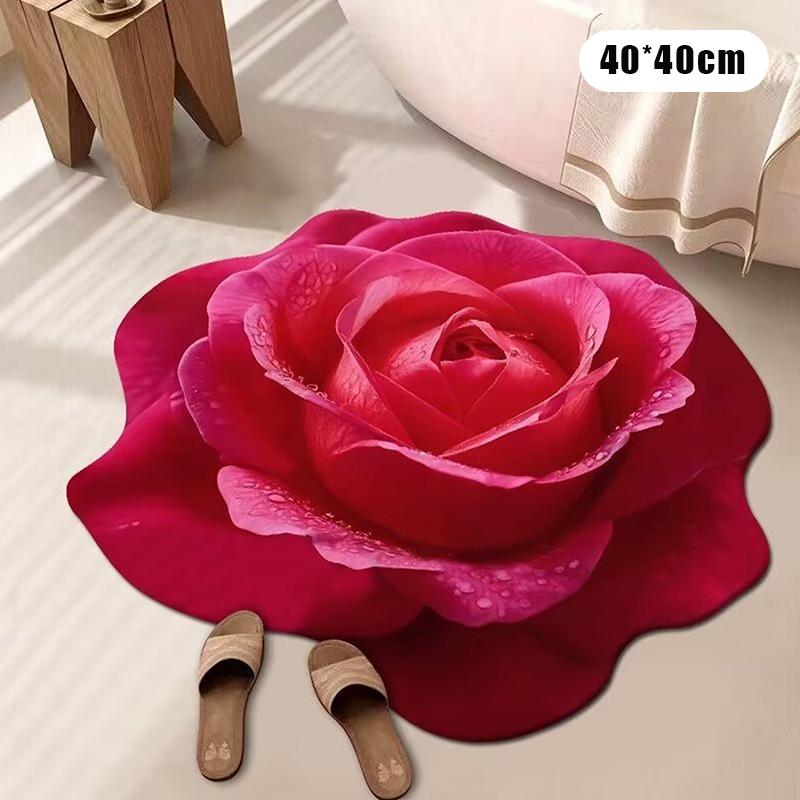 New Flower Carpet Special-Shaped Soft Peony Floor Mat Durable 40X40Cm Non-Slip Absorbent Bathroom Floor Mat