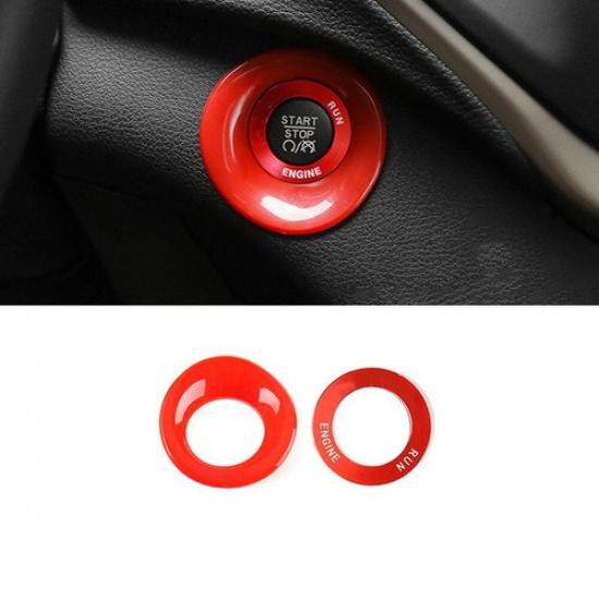 Start Button Ignition Switch Panel 2PCS For Jeep Cherokee 2014- Bright Red