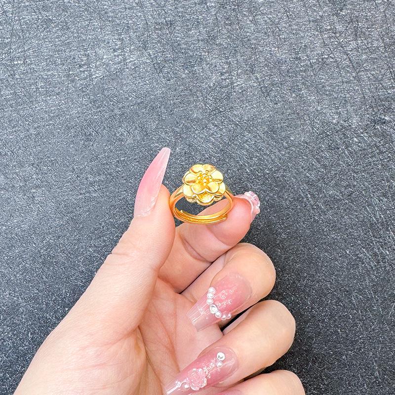 Blumenring aus vietnamesischem Sandgold für Frauen, langlebiges Goldimitat, auffälliger Brautschmuck zur Hochzeit.