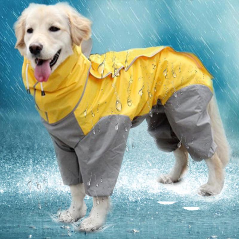Pet Dog Waterproof Jacket Hooded Dogs Cats Raincoat Dog  Hoodies Pet Coat Medium Large Dog Golden Retriever Samoye Poncho