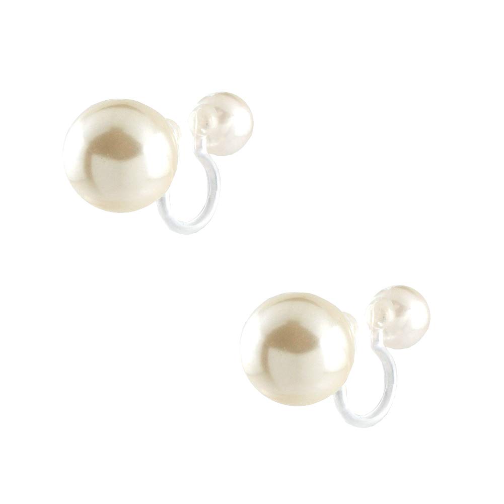 

Shop Made in Japan 12mm [Jewelry M] Earrings, Pearl, Reversible, 2-way, Non-pierced Earrings, Resin, Hypoallergenic, Women s, nife0056, 8mm, білий