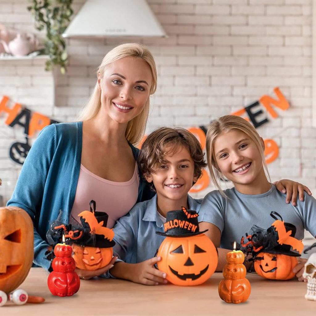 Halloween Silicone DIY Pumpkin Candle Mold 3D Pumpkin Candle Holder Mold Pumpkin Shaped Candle Mold for Party Decorations