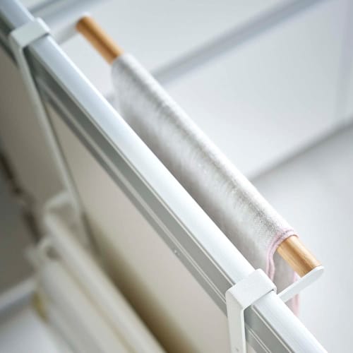 Yamazaki Tosca Sink Door Garbage Bag Holder with Towel Hanger, White, Approx. W26 x D13.5 x H23cm, Adjustable Height, Door Storage, 5030