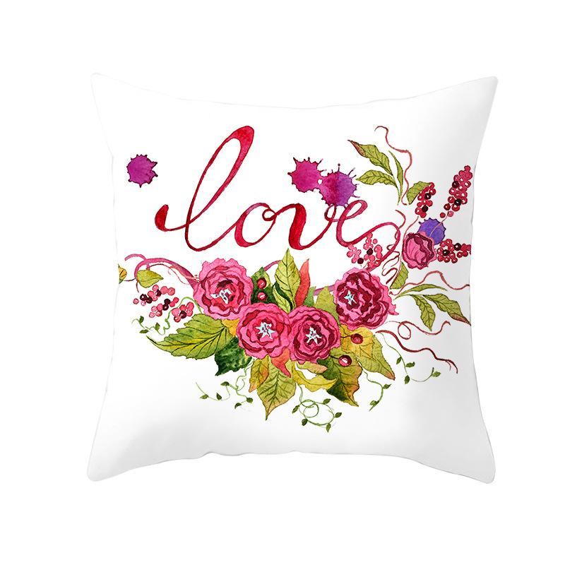 Pink Series Valentine's Day Peach Skin Pillowcase Home Sofa Cushion Cover Square Pillowcase