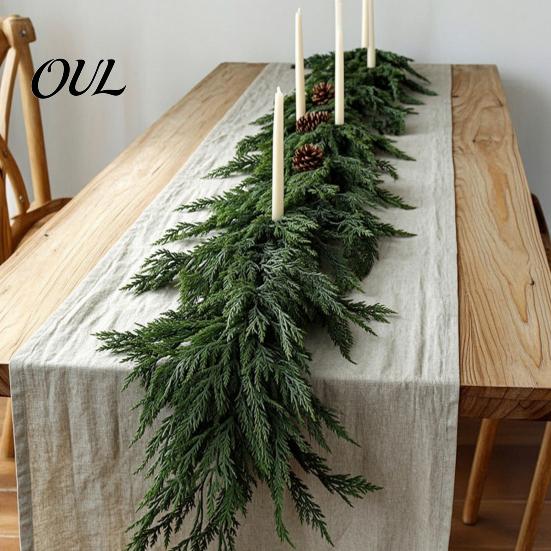 DIY Christmas Floral Arrangements 4/6FT Artificial Cedar Garland, Real Touch Pine Garland Decoration, Faux Winter Wreath, Realistic Commercial Display