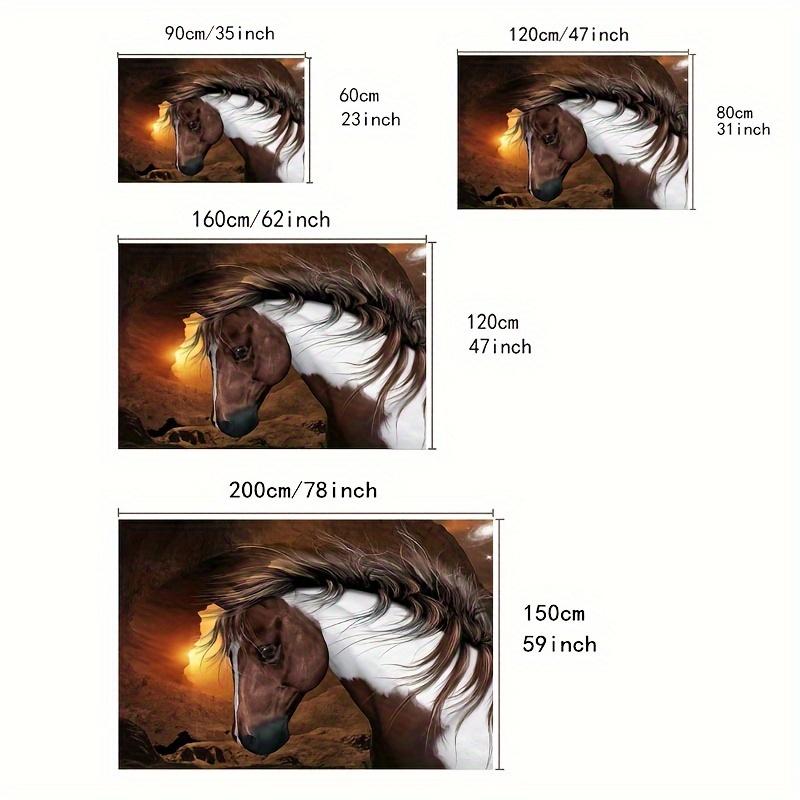 Majestic Horse 3D Tattoo Rug - Soft Non-Slip Polyester Mat for Living Room Kitchen Bathroom, Brown White Sunset Art Indoor Decor