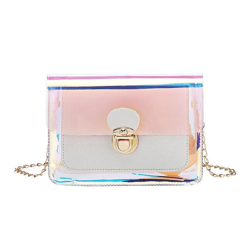 Refreshing Laser Transparent Shoulder Women's Bag Tide Crossbody Versatile Chain Small Square Bag