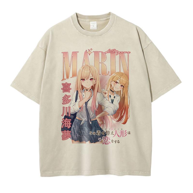 

Kitagawa Marin Tshirts Vintage Washed Anime Tshirt Harajuku Streetwear Unisexga Short Sleeve Cute Girls Tops Tees Cotton M