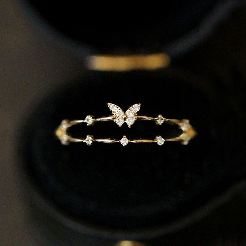 Butterfly Gold-Plated Adjustable Open Ring for Women