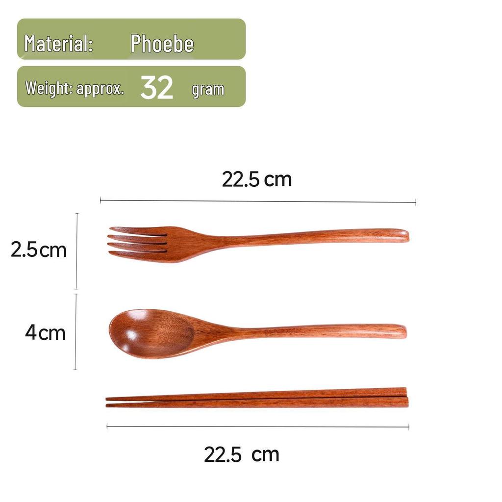 Portable Wooden Cutlery Set: Nanmu Chopsticks, Spoon & Fork