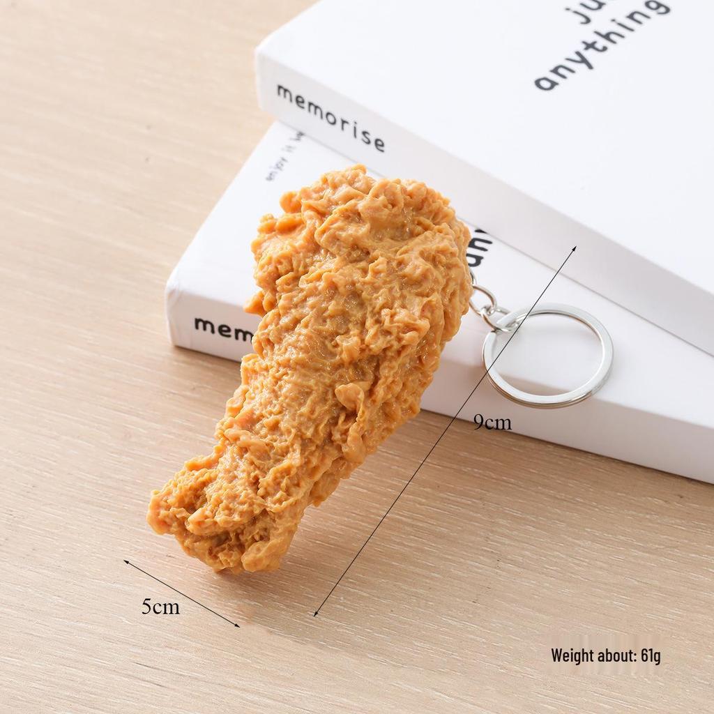 PVC Fried Chicken & Cola Keychain - Play Food Model Including Drumsticks, Wings, Nuggets