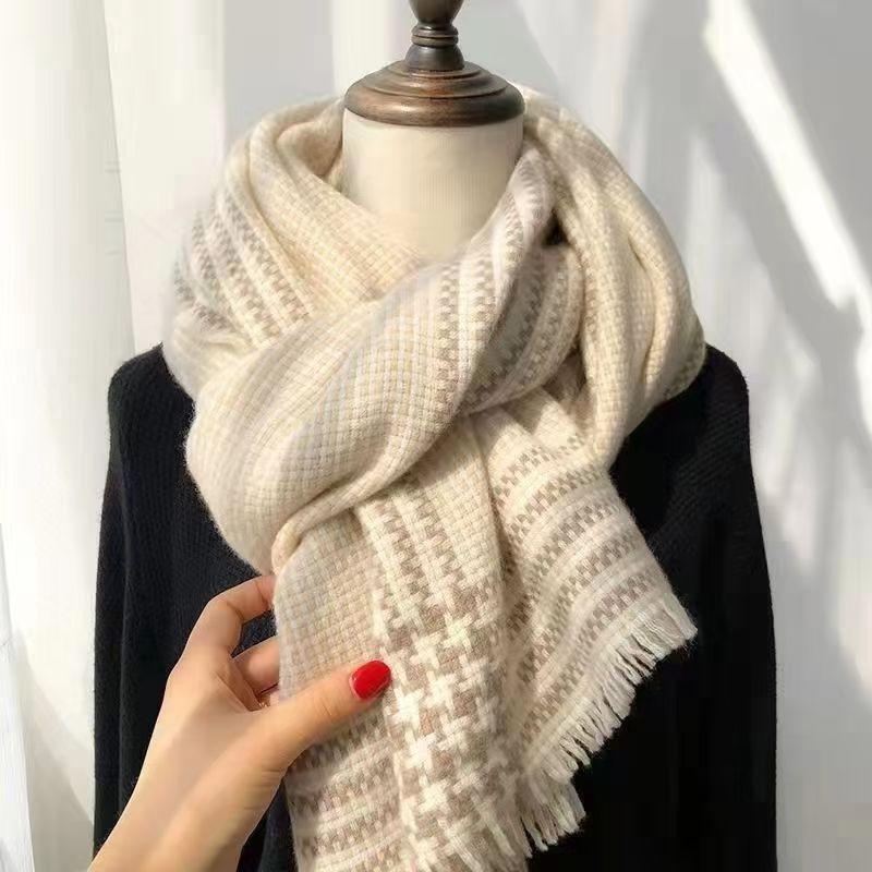 Rainbow Candy Beans Ideas Atmosphere Yarn New Korean Version Scarf Women's Winter Sweet Tassel Warm Imitation Cashmere Scarf