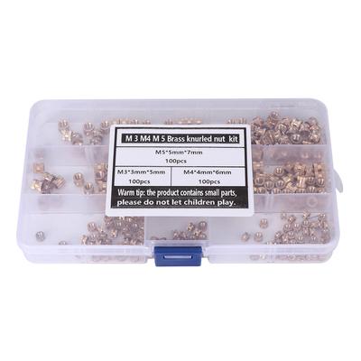 300Pcs Brass Insert Nut Set M3 M4 M5 Knurled Hot Melt Nuts Anti‑Corrosion Anti‑Rust