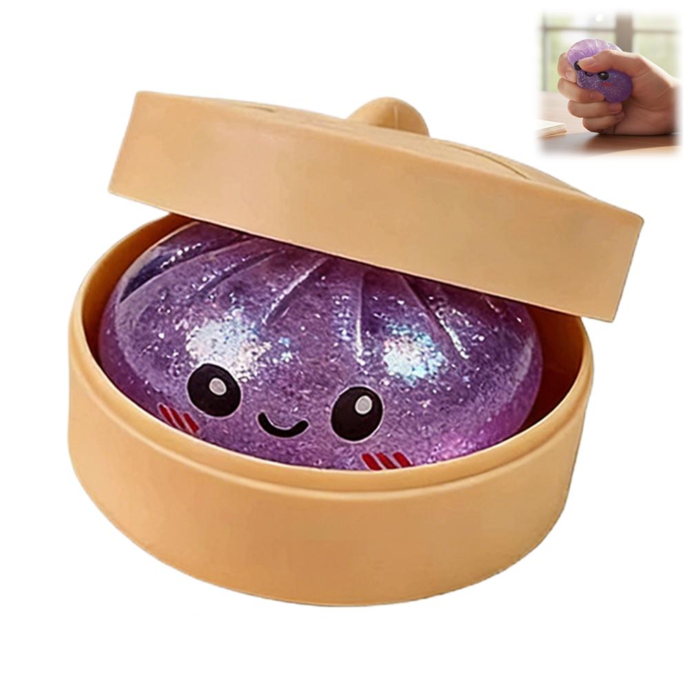 Toys Colorful Dumpling Squishes Stress Balls Fidget Sensory Simulation Food Squishies Bun with Steamer Squeeze Dough Ball Gift Presents