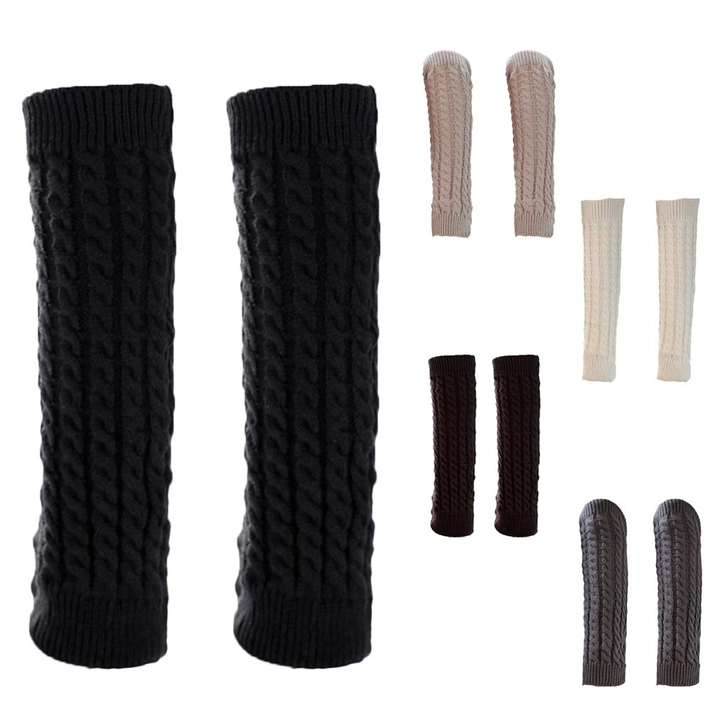 Winter Leg Warmers Twist Knit Knitted Long Boot Socks Solid Crochet Foot Cover